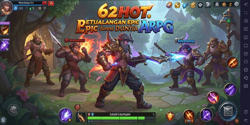 Tampilan aksi seru dalam gameplay ARPG 62HOT.