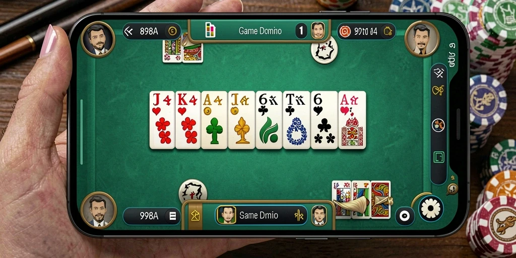 Tangkapan layar 898A menampilkan aksi seru permainan Domino.