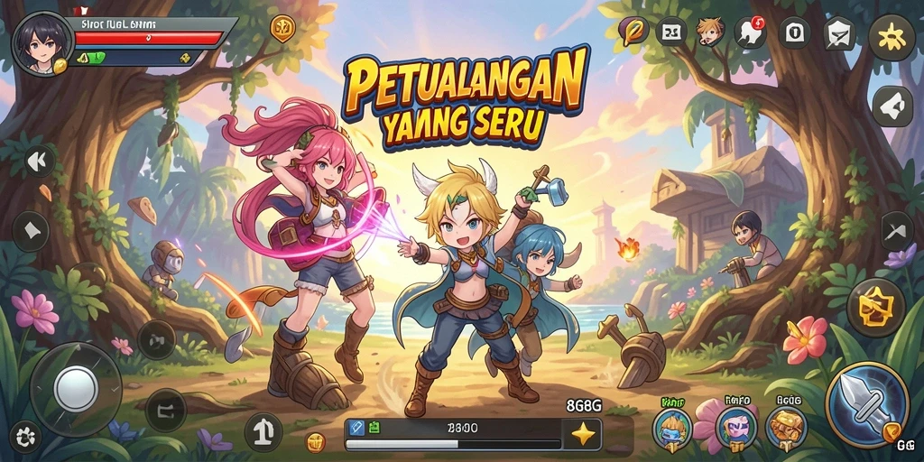 Screenshot gameplay <strong>8G8G</strong> yang menampilkan pertempuran karakter anime.