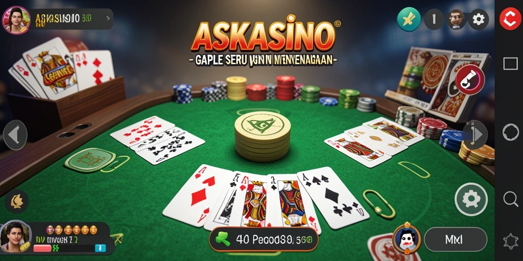Tampilan gameplay seru Gaple di ASKASINO yang menantang dan mengasyikkan.