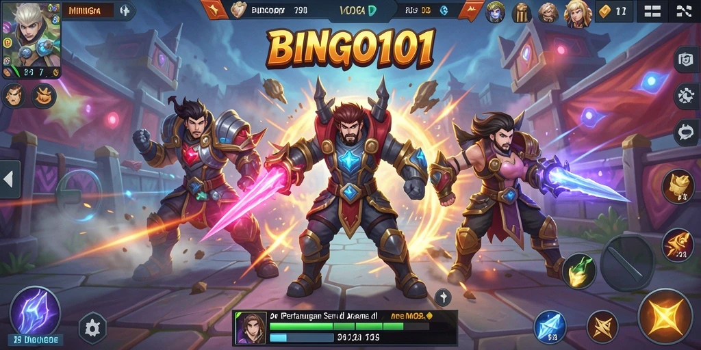Gameplay seru BINGO101 di arena MOBA dengan aksi yang cepat.
