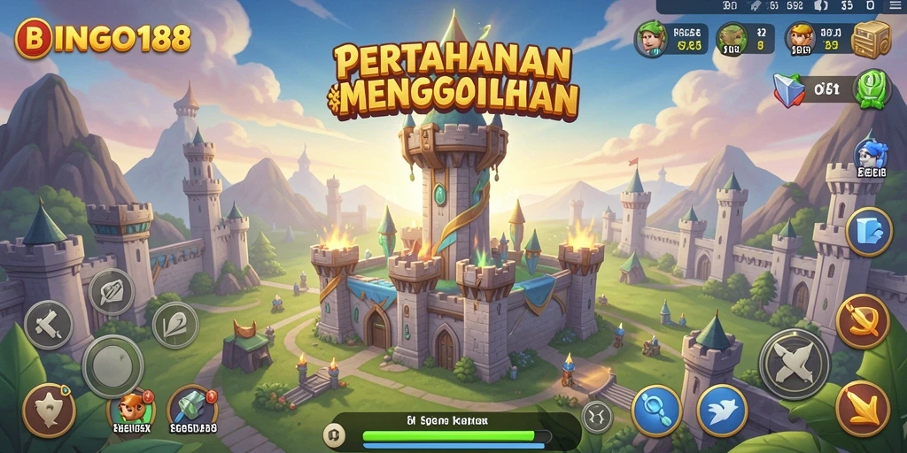 Tampilan gameplay BINGO188 yang mendebarkan dalam pertahanan menara.
