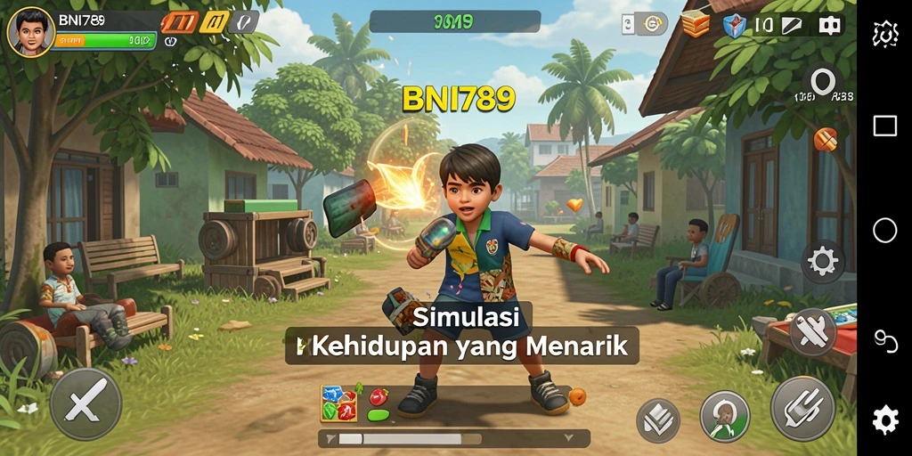 Screenshot utama BNI789 menunjukkan gameplay simulasi yang menarik.