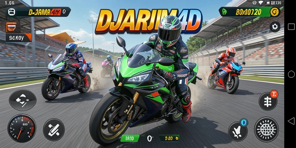 Tampilan gameplay mendebarkan dalam DJARUM4D yang penuh aksi balap motor.