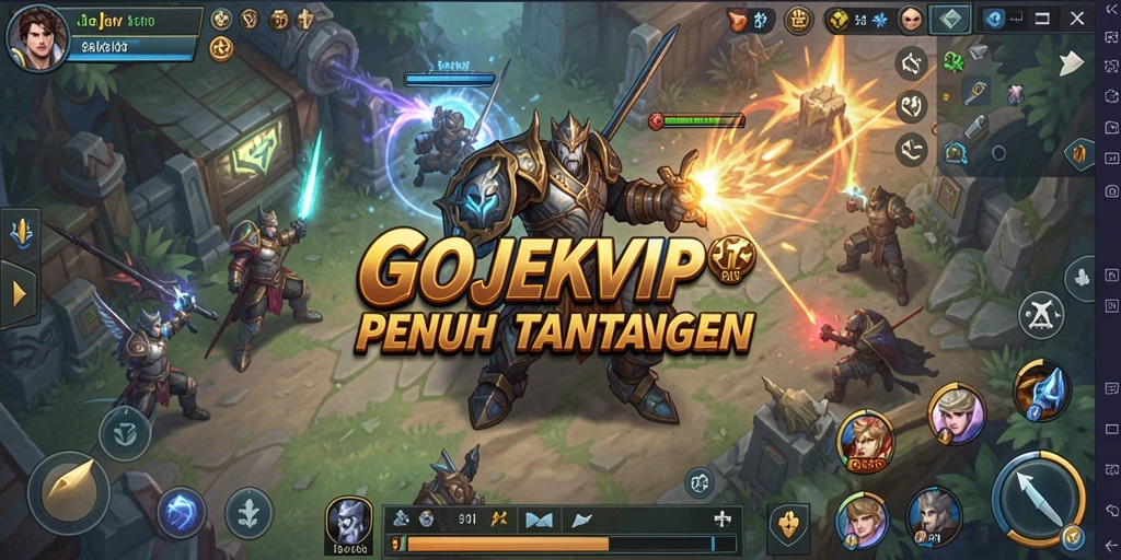 Screenshot utama menunjukkan gameplay yang dinamis di GOJEKVIP.
