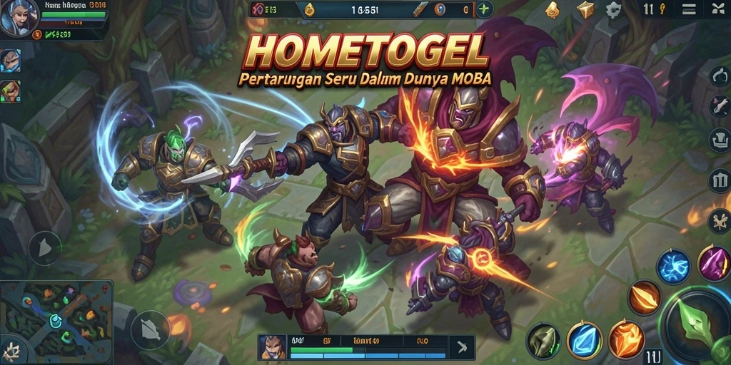 Tampilan gameplay seru dalam pertarungan tim di HOMETOGEL.