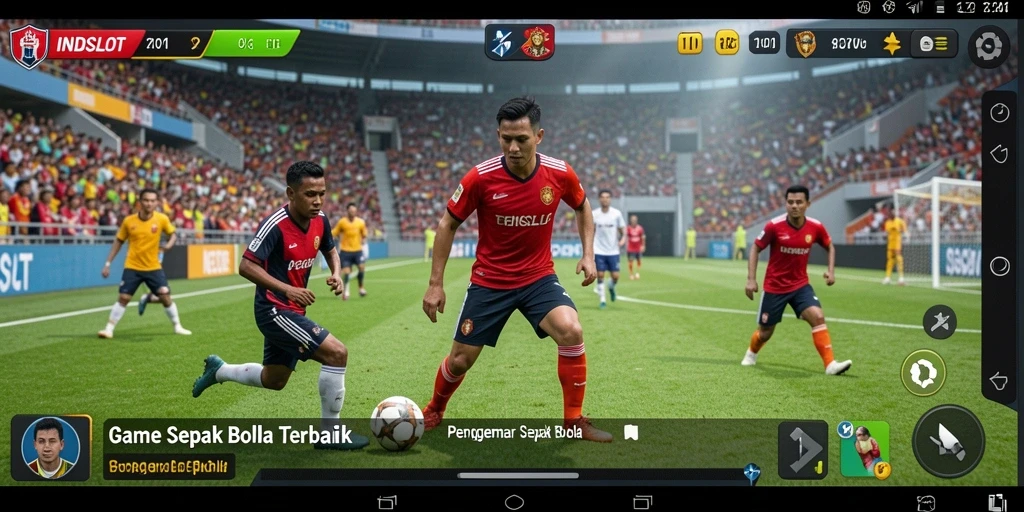Tampilan gameplay seru di lapangan sepak bola INDSLOT.