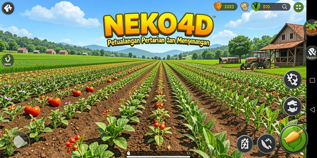 Screenshot NEKO4D menampilkan aktivitas bertani yang seru dan interaktif.