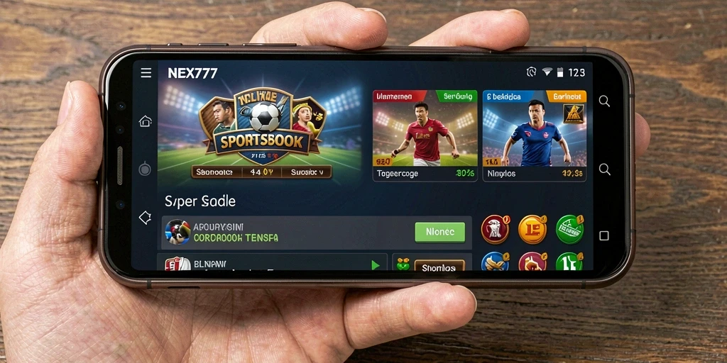 Tampilan utama NEX777 menampilkan pilihan taruhan olahraga yang beragam.