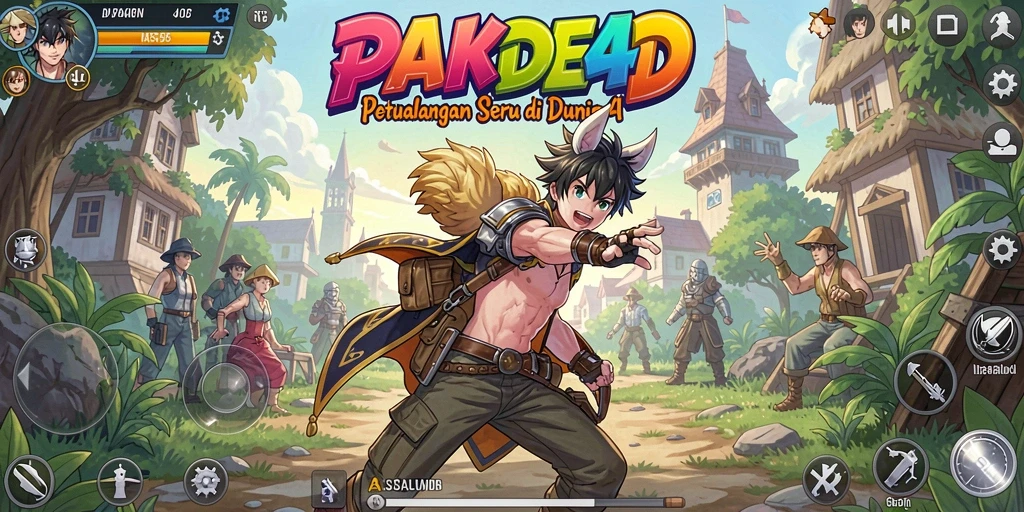 Screenshot gameplay PAKDE4D menampilkan aksi seru dan karakter-karakter anime.