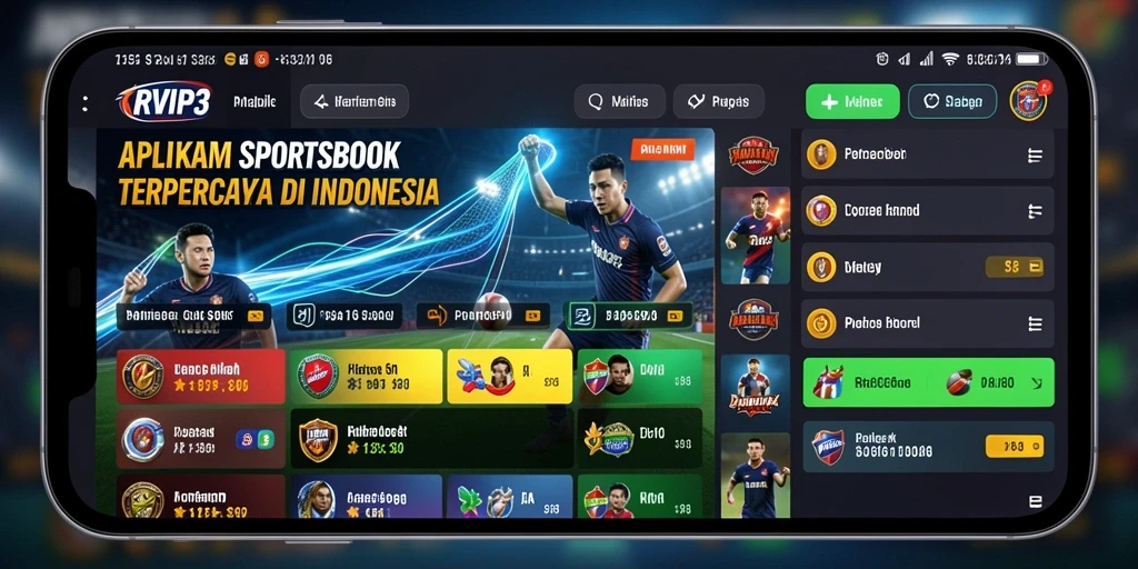 Screenshot utama RVIP3 menampilkan antarmuka taruhan olahraga yang menarik.