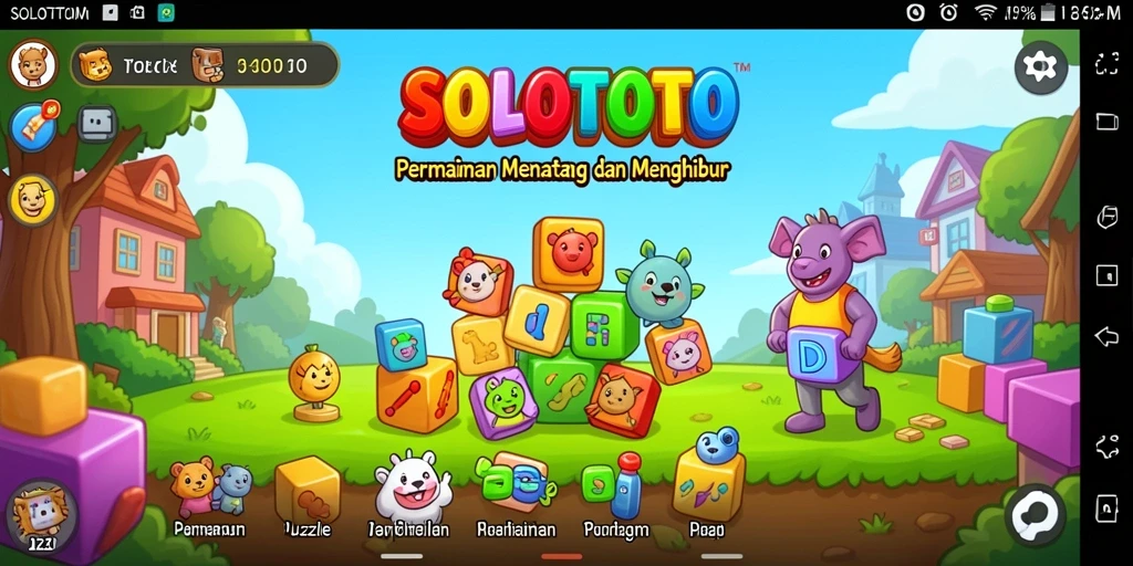 Tampilan screenshot gameplay <strong>SOLOTOTO</strong> yang penuh warna.