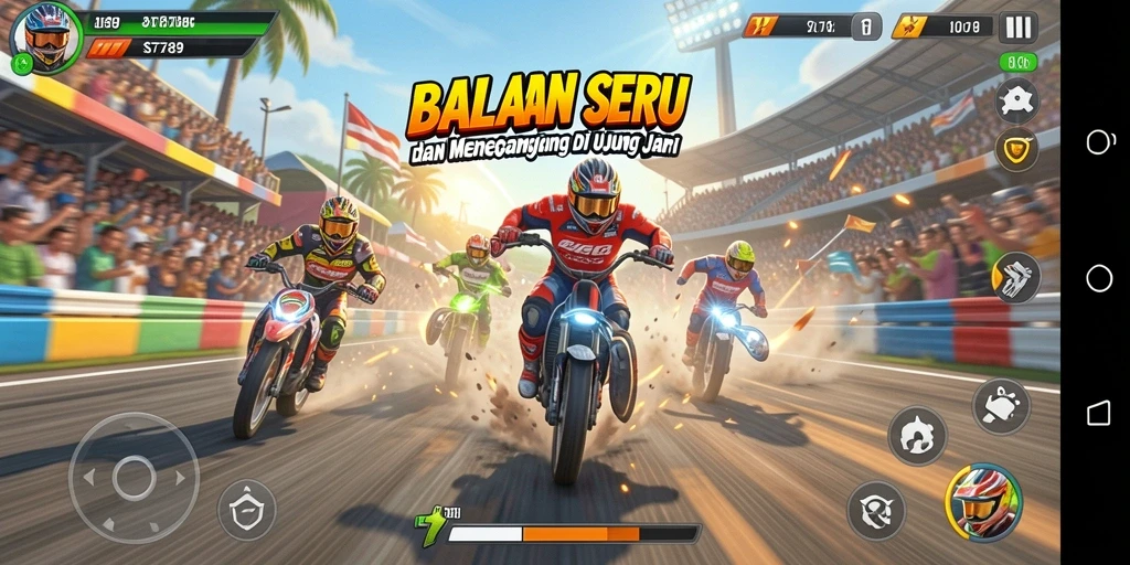 Tampilan gameplay ST789 yang mendebarkan saat balapan.