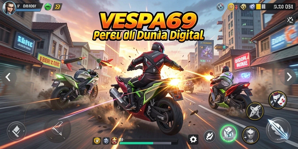 Tampilan gameplay VESPA69 dengan adegan pertarungan yang mendebarkan.