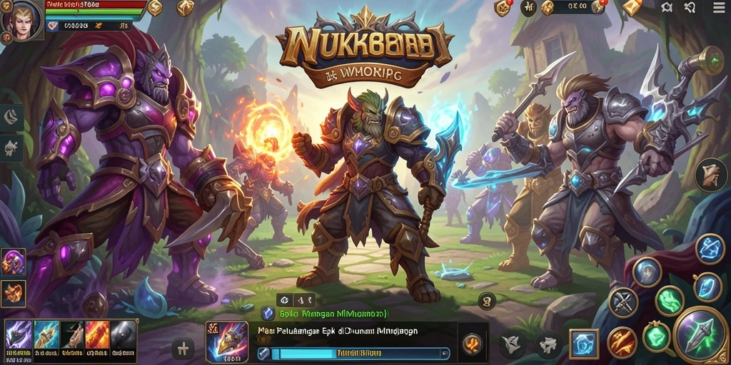 Tampilan screenshot WK888 menampilkan aksi pertempuran di dunia MMORPG yang luas.