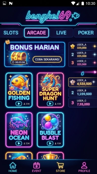 Tampilan aplikasi bengkel69 yang modern dan user-friendly.